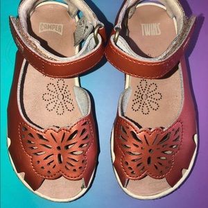 Camper Copper Leather Butterfly Sandals